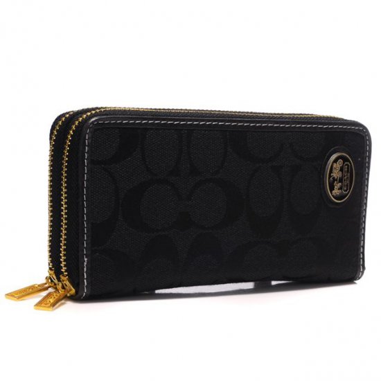 Coach Logo Large Black Wallets AYB